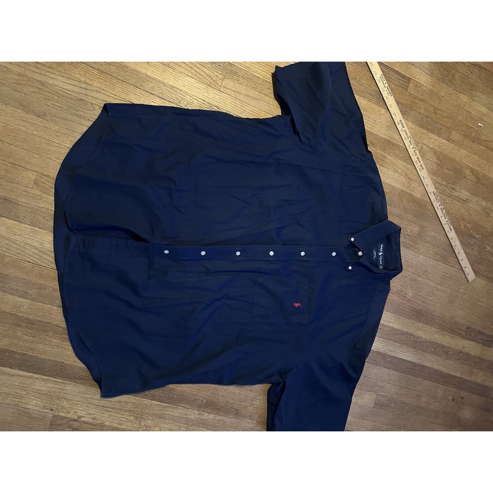 Ralph Lauren Blake Cotton Navy Blue Preppy Button Oxford Shirt Classic Fit XL